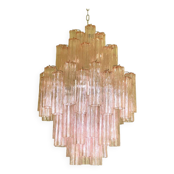 Contemporary Pink “Tronchi” Murano Glass Chandelier