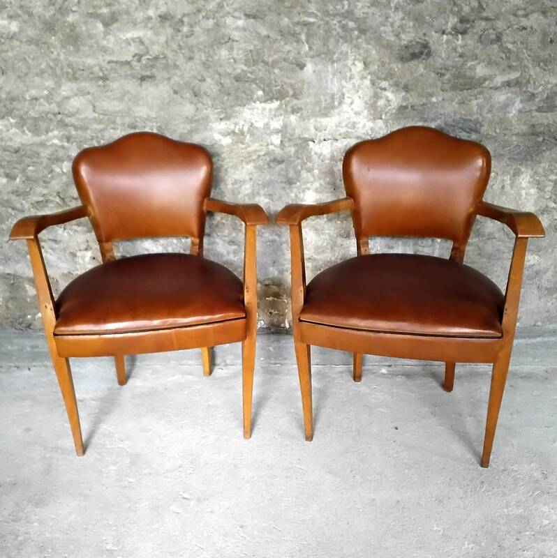 Pair of bridge armchairs with flower backs