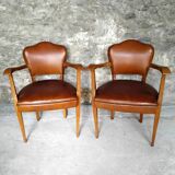 Pair of bridge armchairs with flower backs