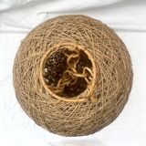 Vintage rope and rattan ball pendant light - 36 cm