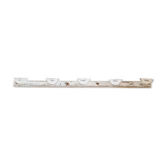 Coat rack hooks L133cm in white patinated old wood