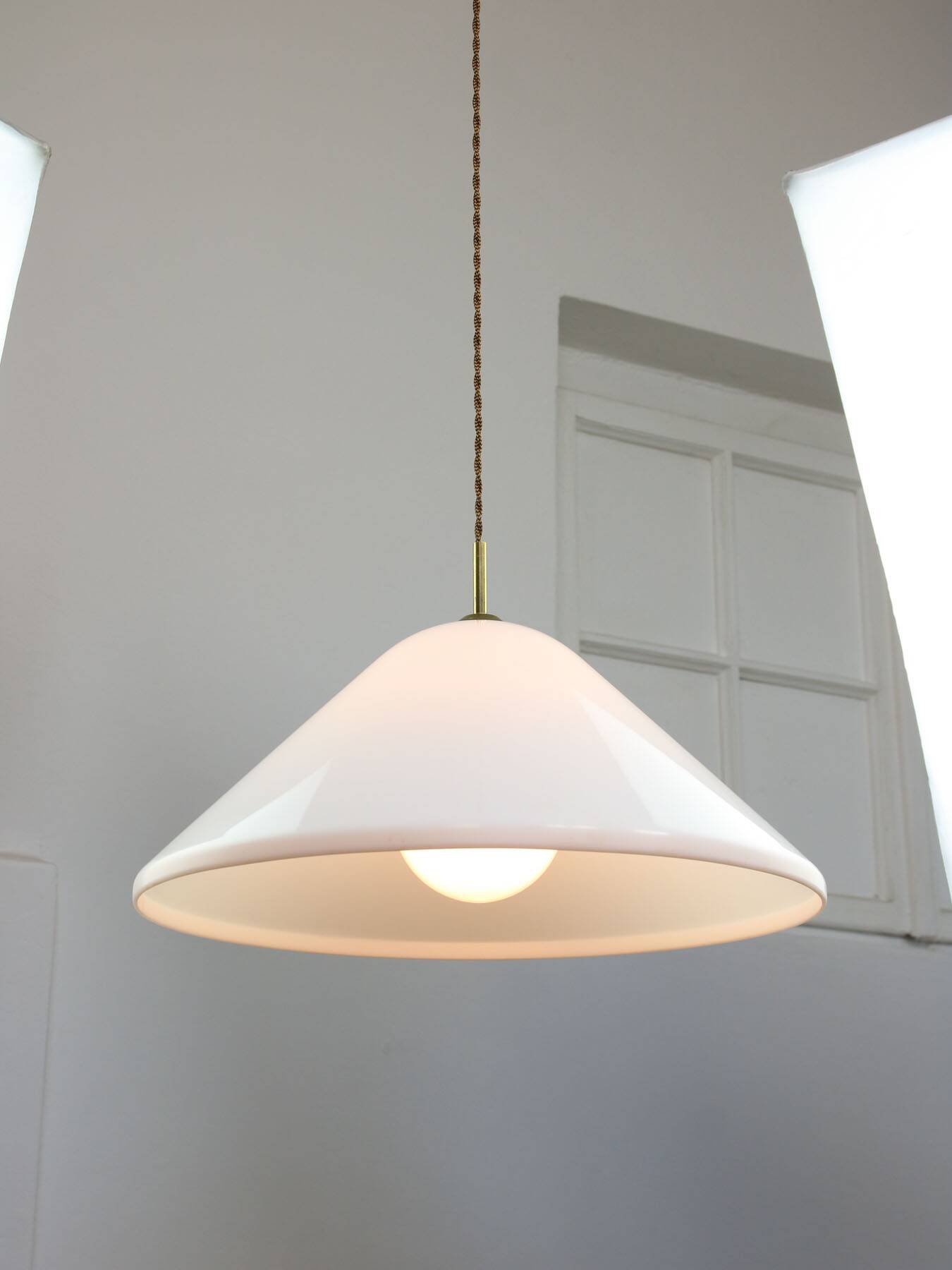 Elpis Pendant by Luigi Massoni for Guzzini in Plexiglass & Brass, 1970s