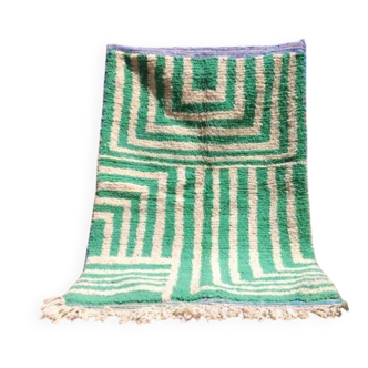 Handmade natural wool rug, size 150 x 250 cm, green