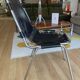Dal Vera "Les Arcs" chair, black leather and chrome aluminum, 70s