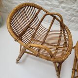 Pair of rattan basket armchairs, 1960s