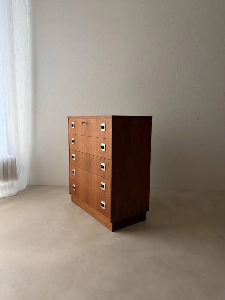 Swedish mid-century chest of drawers teak five drawers