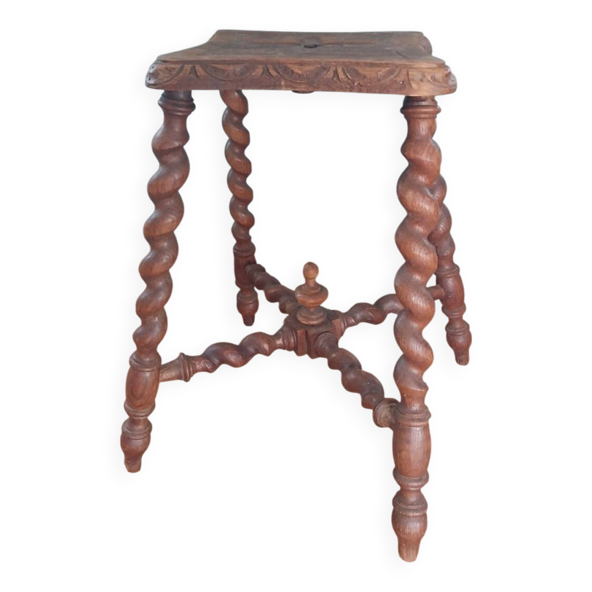 Wooden stool with turned legs