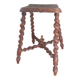 Wooden stool with turned legs
