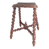 Wooden stool with turned legs