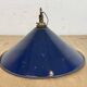 Industrial British Dark Blue Enamel Factory Pendant Lamp, 1950s