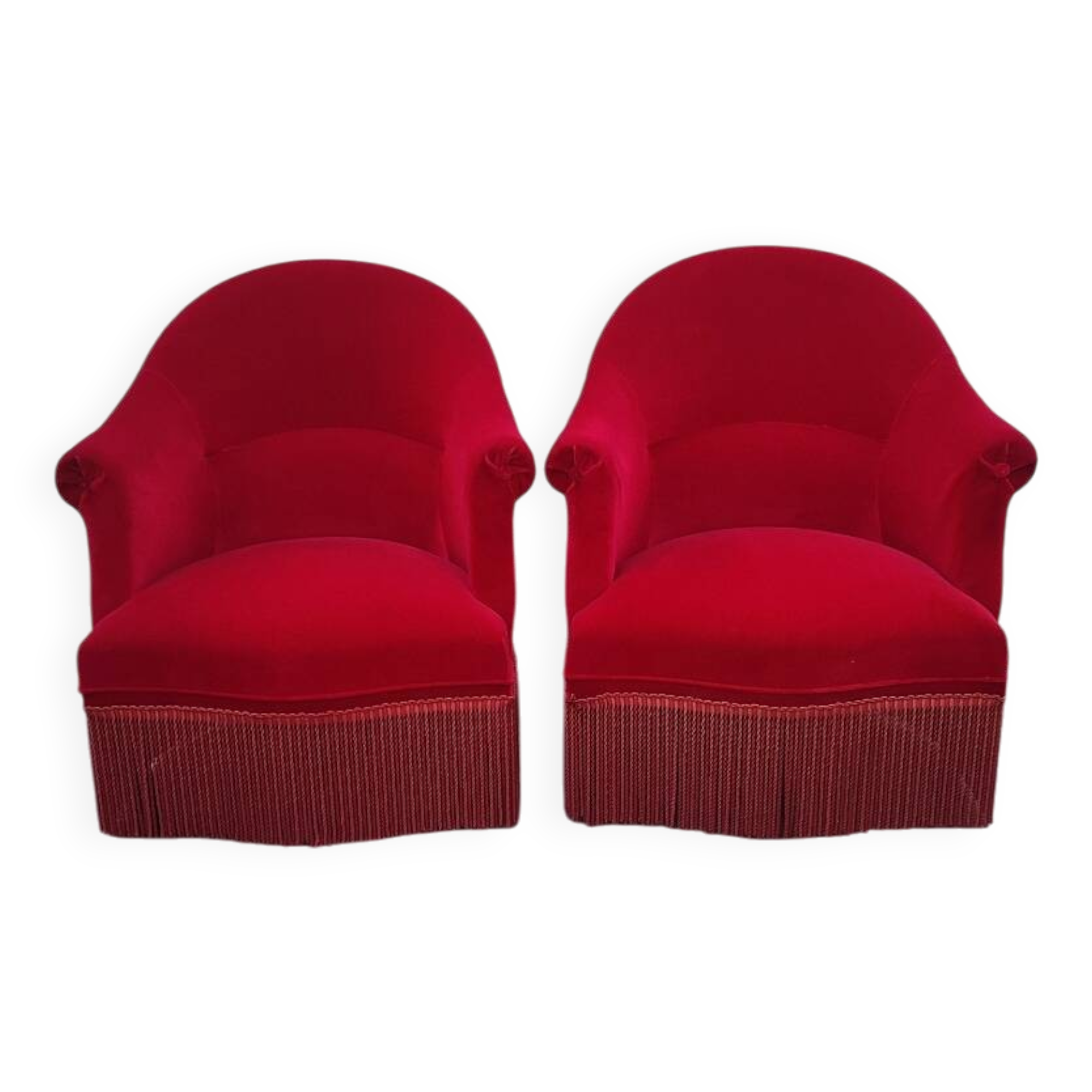 2 velvet toad armchairs