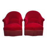 2 velvet toad armchairs