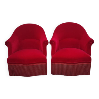 2 velvet toad armchairs