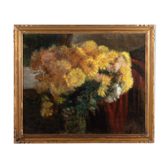 Bouquet de fleurs jaunes signée J. Nebosov années 30