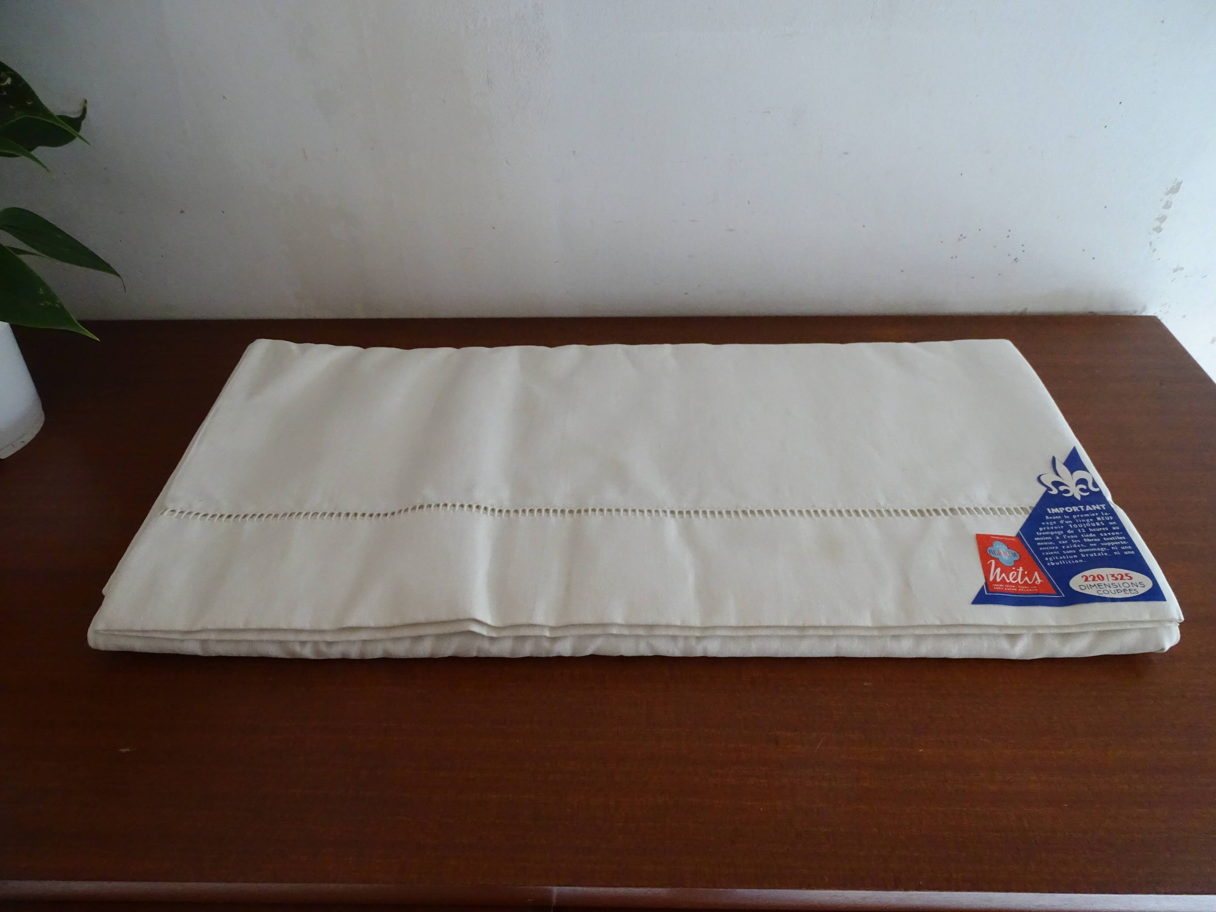 Openwork flat sheet Blue flower cotton mixed-race weft linen 325 x 220 new