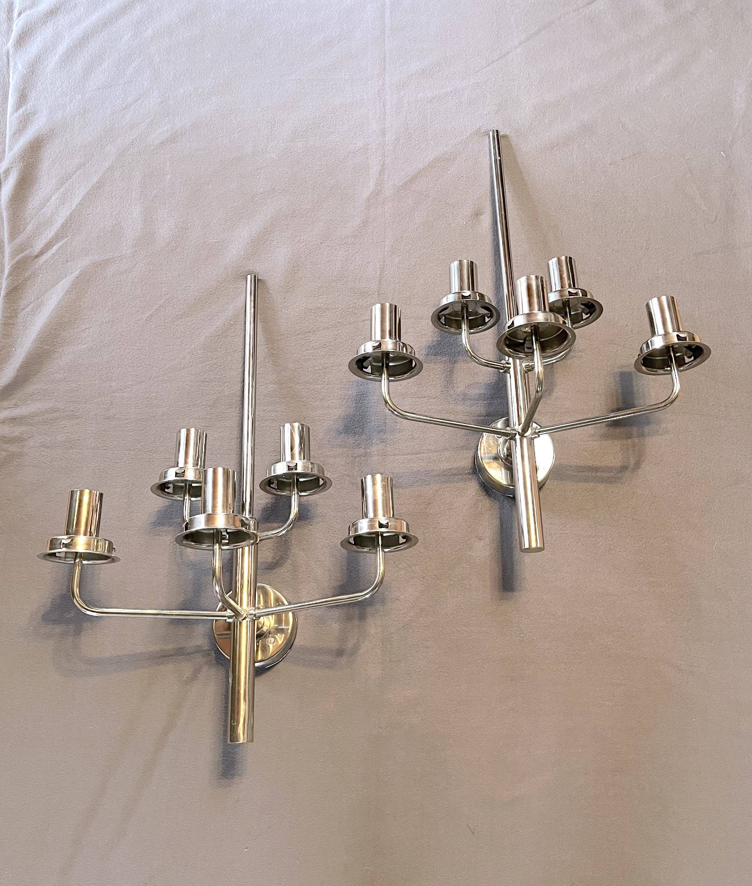 Paire de Lampes murales chromées, Hans-Agne Jakobsson