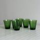 Set of 6 green water glasses, translucent thick glass