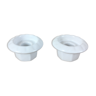 Pair of white ceramic candle holders