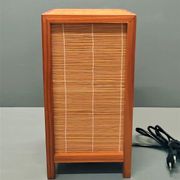 Tarogo Shoji living room lamp in wood and bamboo reeds Japan 80s