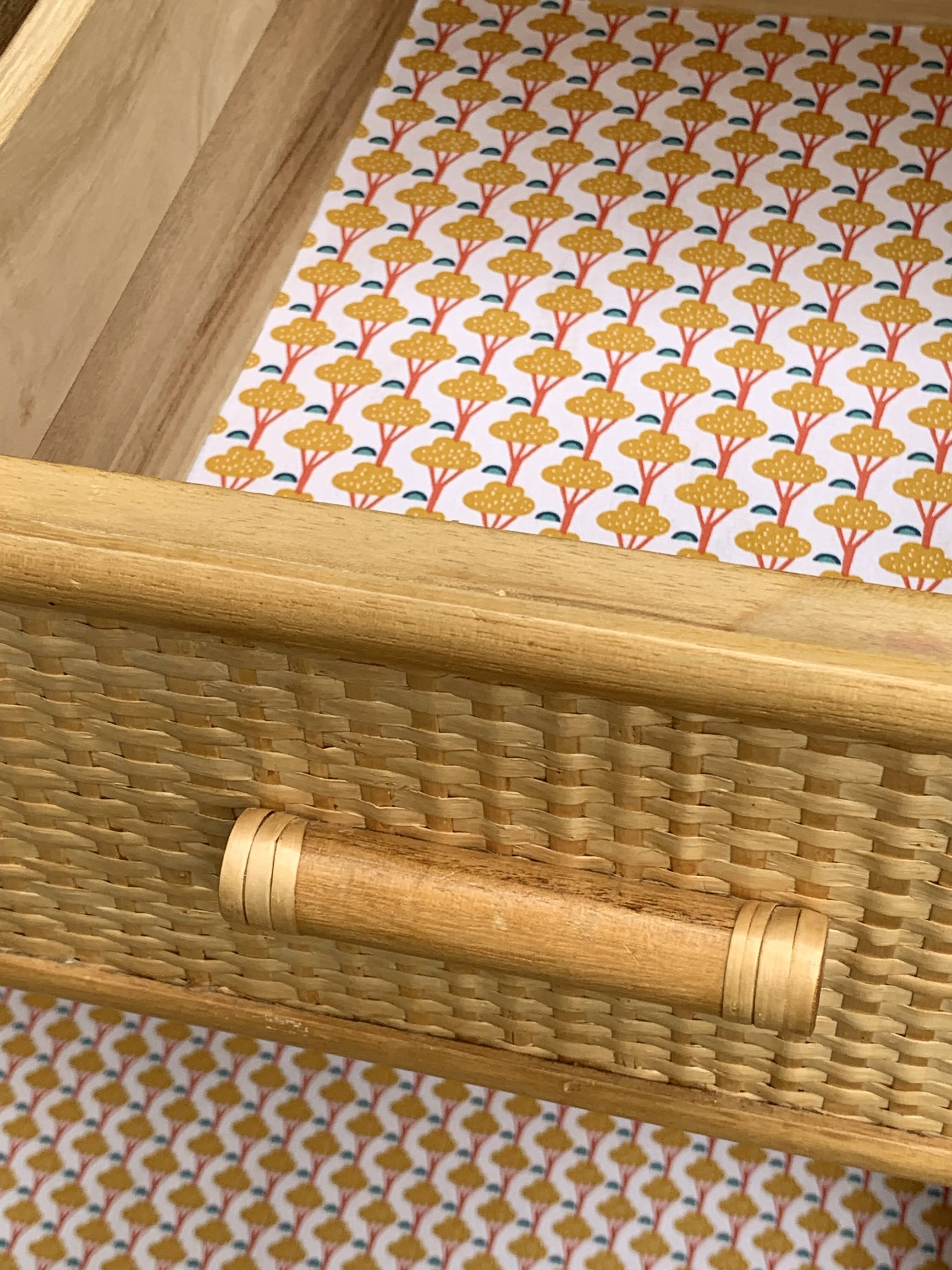 Vintage rattan and woven wicker chest of drawers 1970