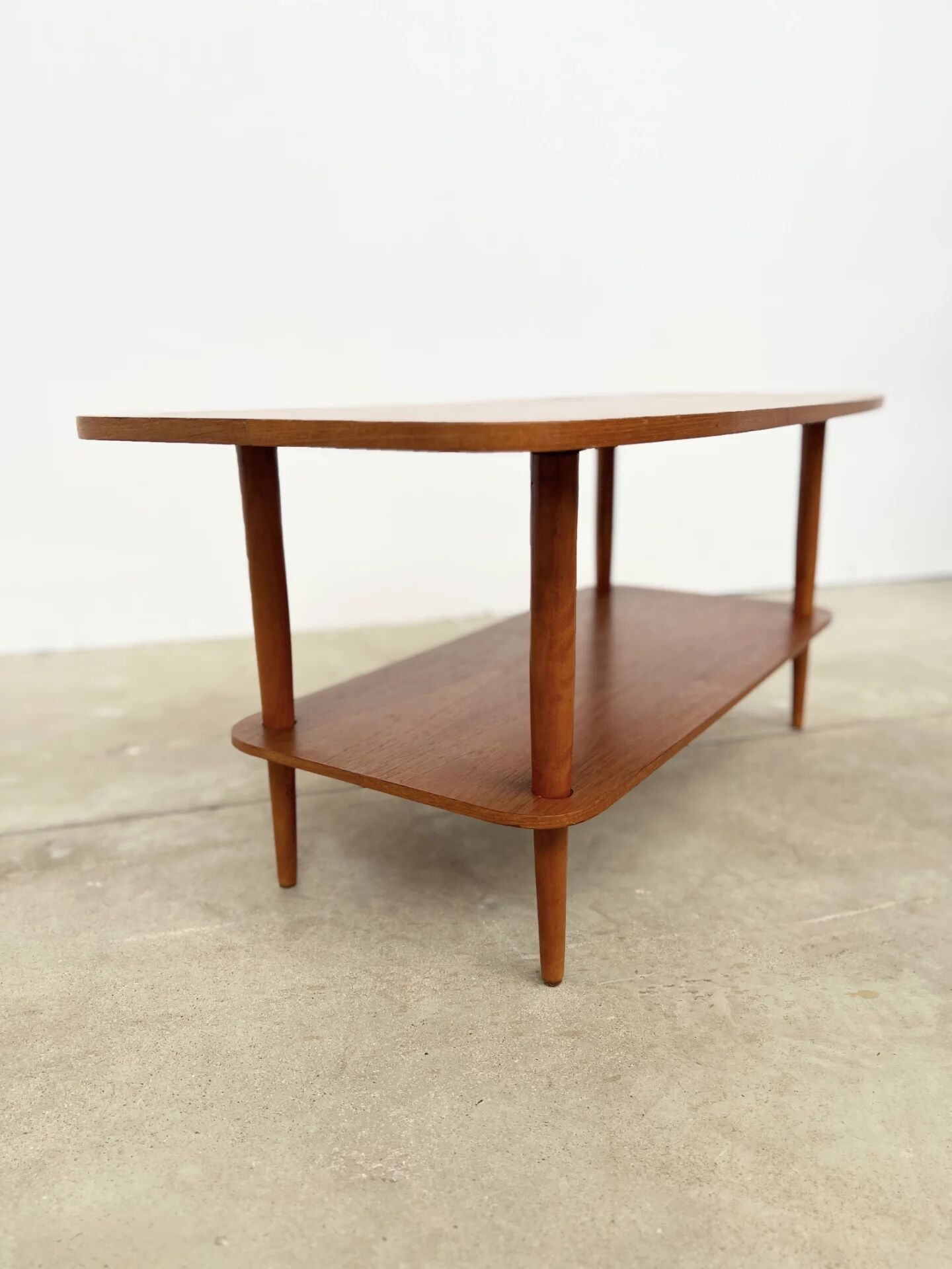 Teak coffee table with double top and ceramic insert — Scandinavian, 1960s