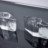 Pair of icicle candlesticks, Murano glass, Italy, 1970