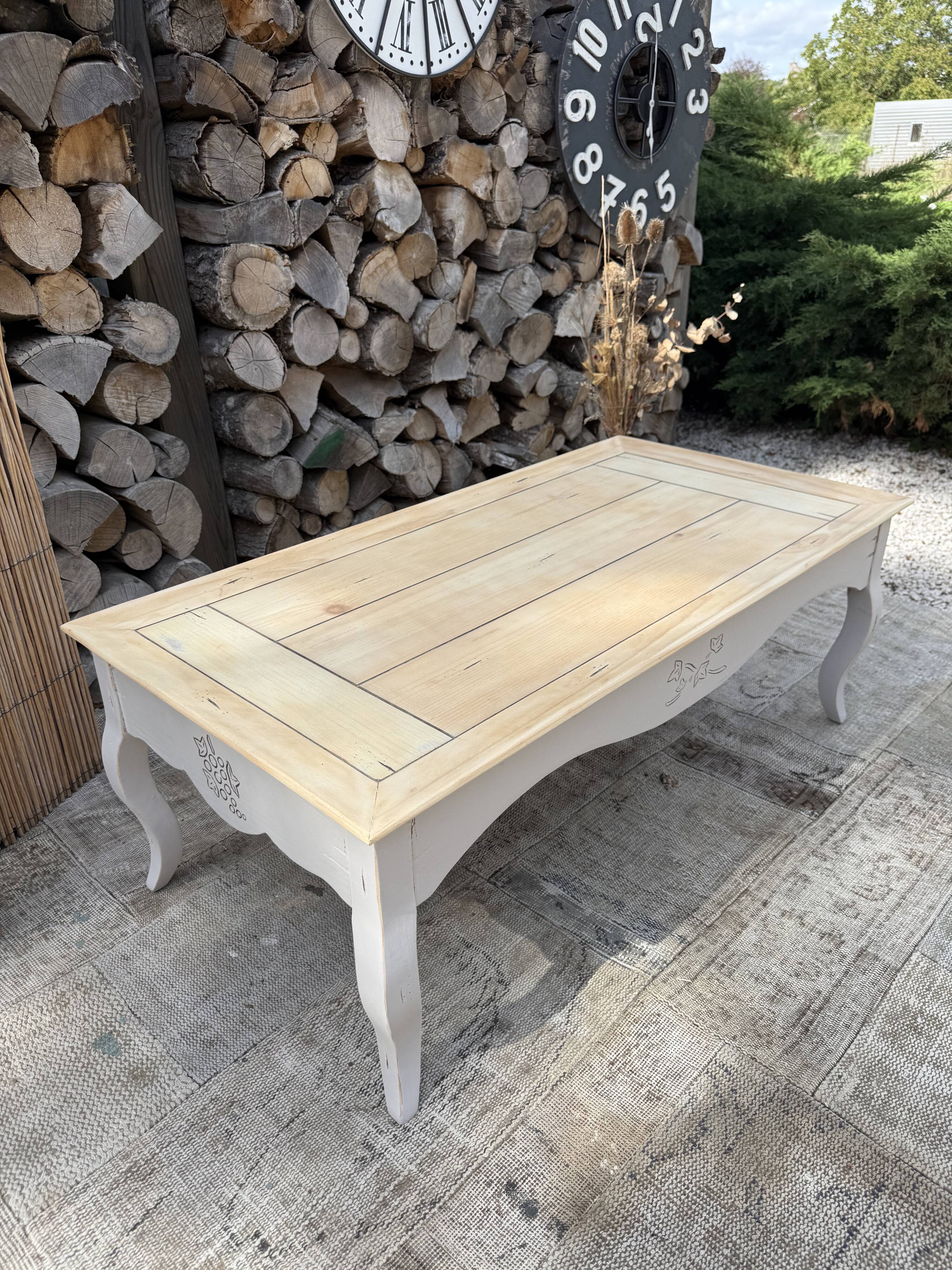 Table basse bois ancienne rénovée