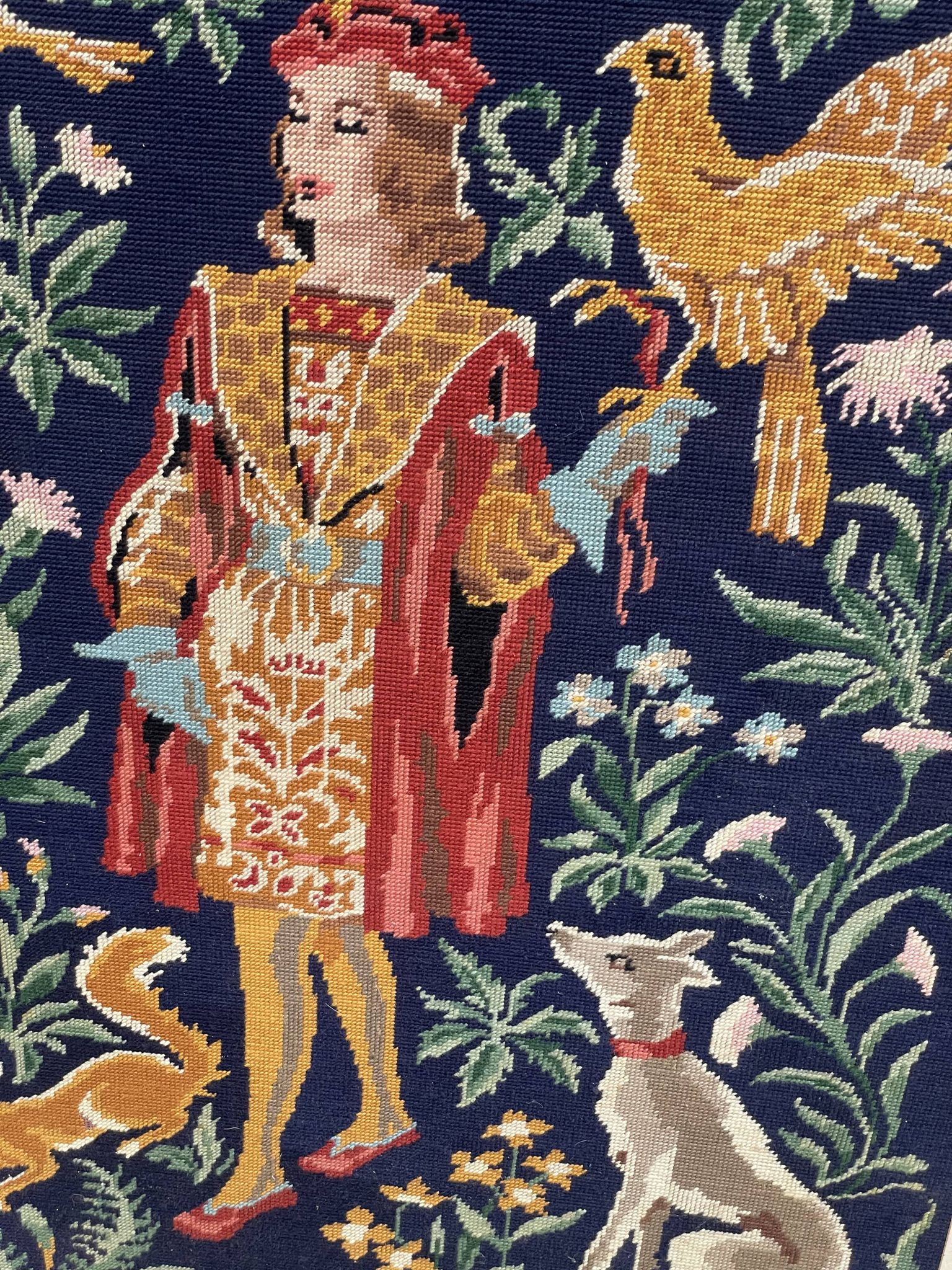 Grand canevas tapisserie  médiéval le Fauconnier