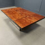 Vintage burl wood hidden bar coffee table, 1970s