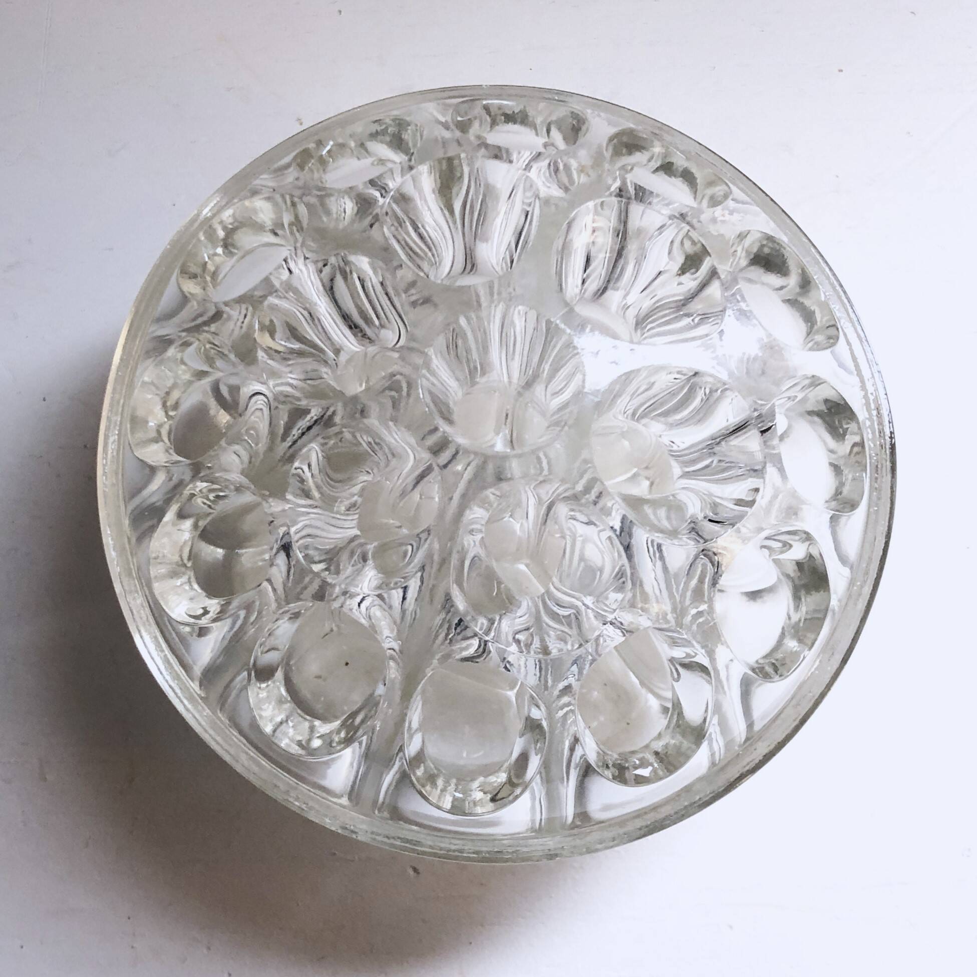 Vase pique-fleurs boule verre épais style art Déco