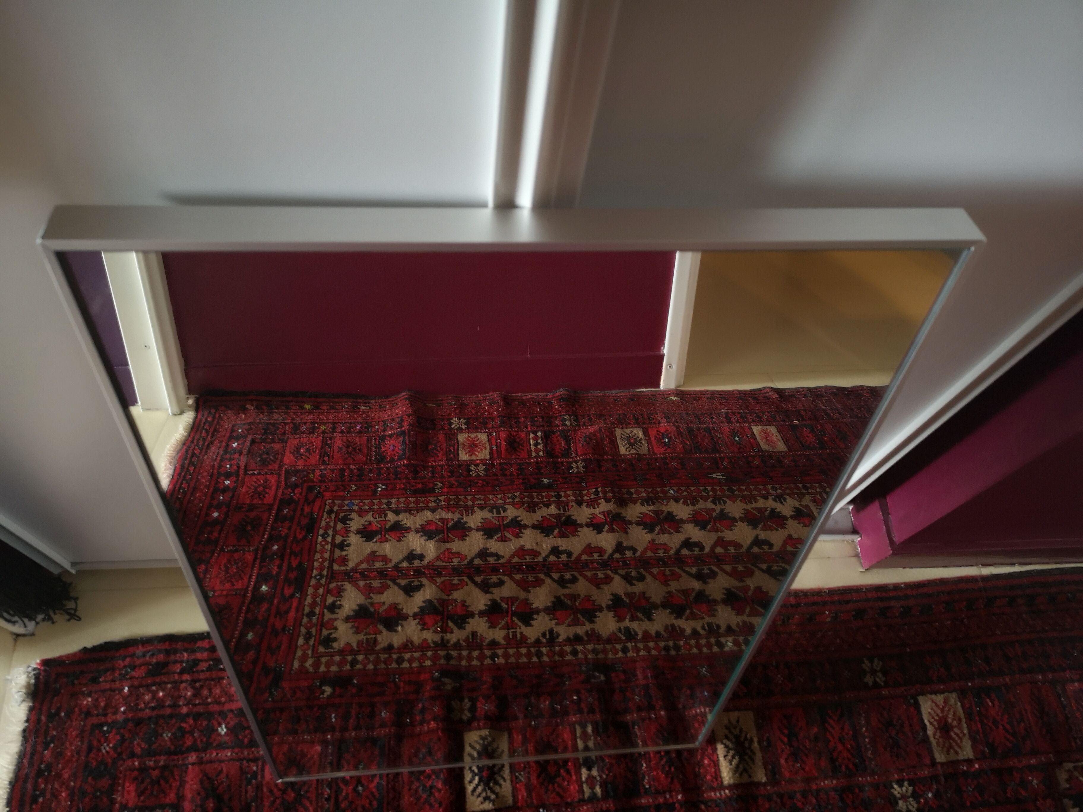 Mirror frame in gray brushed aluminum - 1980s 60x40cm