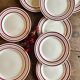 Set of 8 flat plates and a vintage dish, red and gold decorations, manufactured