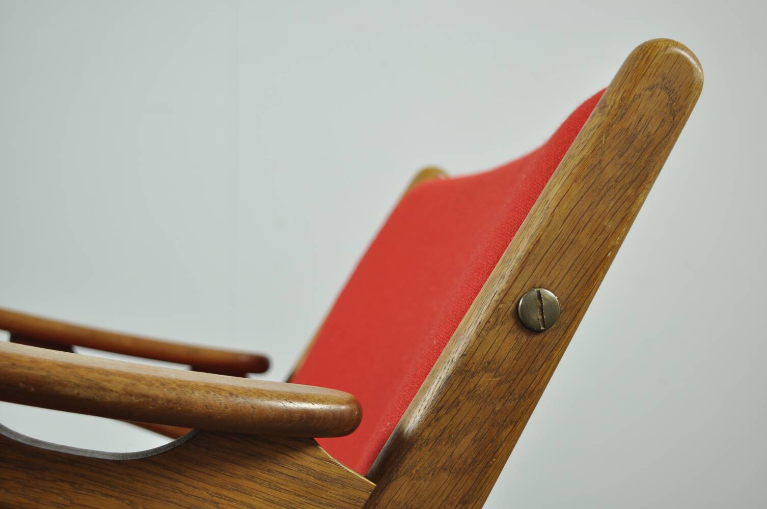Classic Danish vintage scissor armchair by Arne Hovmand Olsen in OAK, 1960