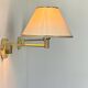 Vintage adjustable wall lamp, brass and beige fabric, France 1970