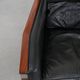 Black cow leather armchair in Art Deco design