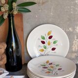 Seven vintage plates in fine earthenware from Gien service Gentilly