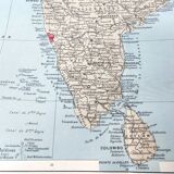 Vintage map of India 43x43cm from 1950