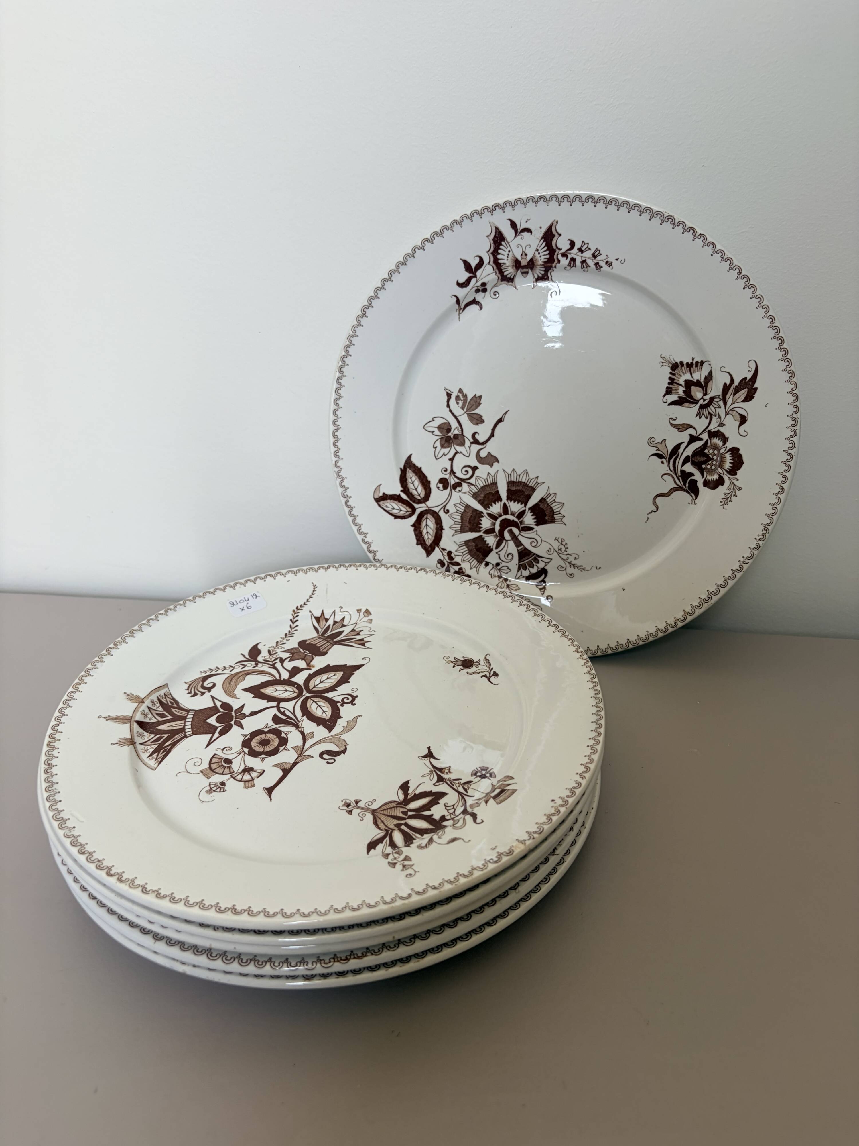 Set of 6 vintage dinner plates from Sarreguemines, Danish model 210412.