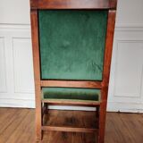 Fauteuil velours vert et bois