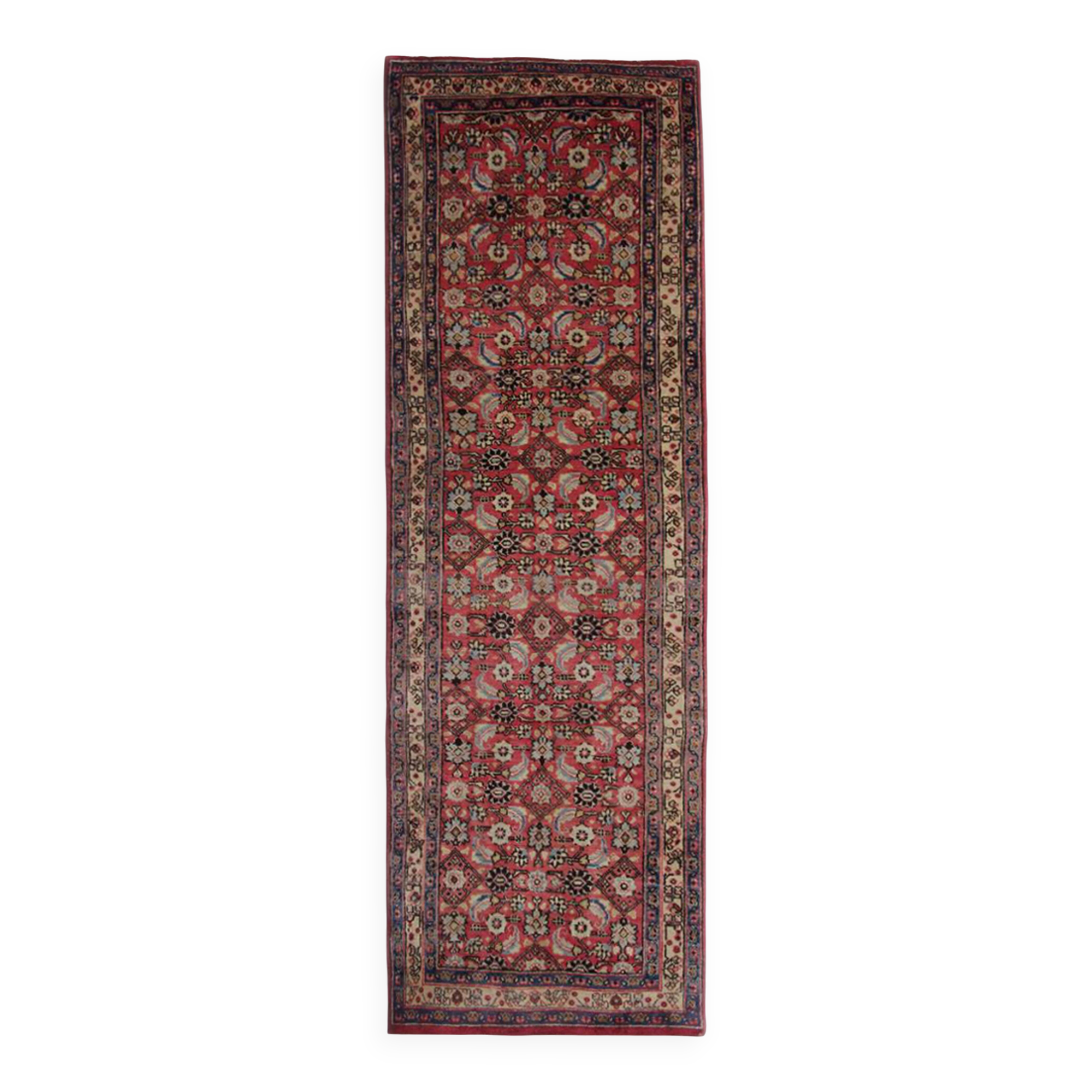 Vintage Hussein Abad Rust Runner, Hand-Knotted Wool Rug 92 x 290 cm