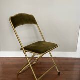 Green velvet folding chair