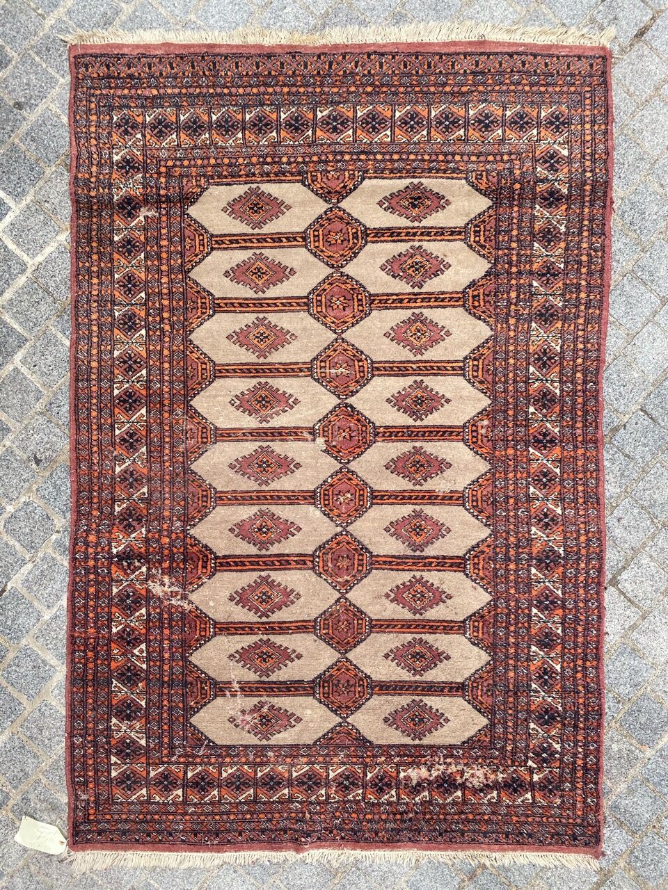 Vintage carpet pakistan drawings bokhara handmade 124x186 cm