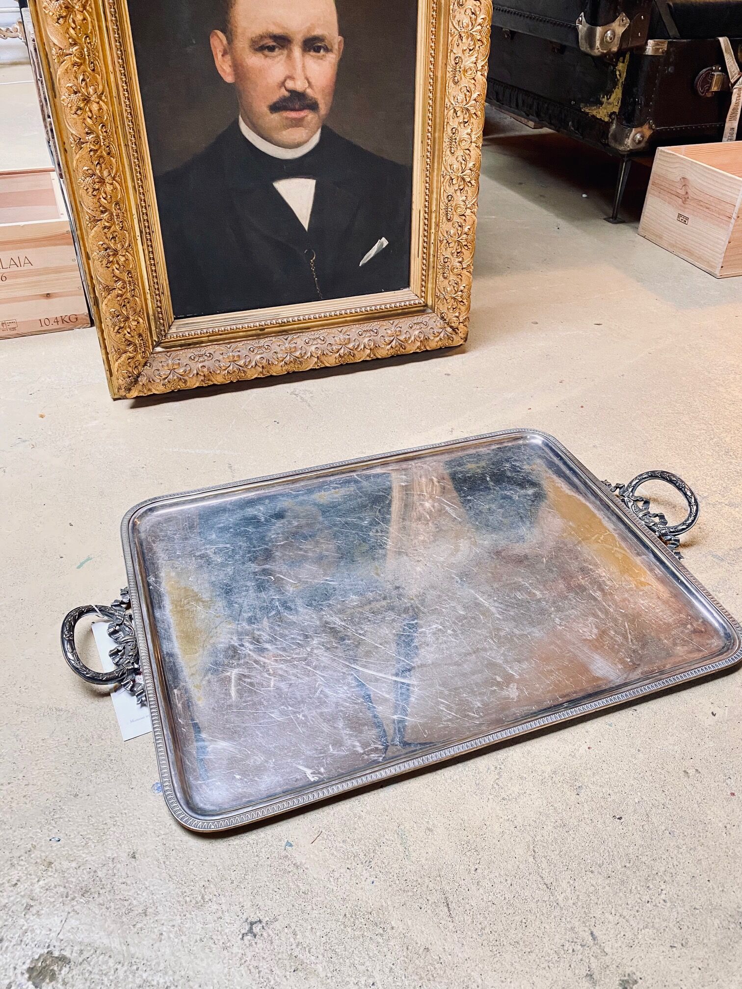 Silver serving tray