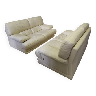 Pair of Crozatier leather sofa