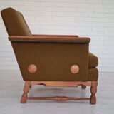 Ensemble de fauteuils bois de chêne laine état d’origine années 1970