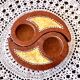 Double tealight candle holder YIN -YANG terracotta handmade decor Indonesia