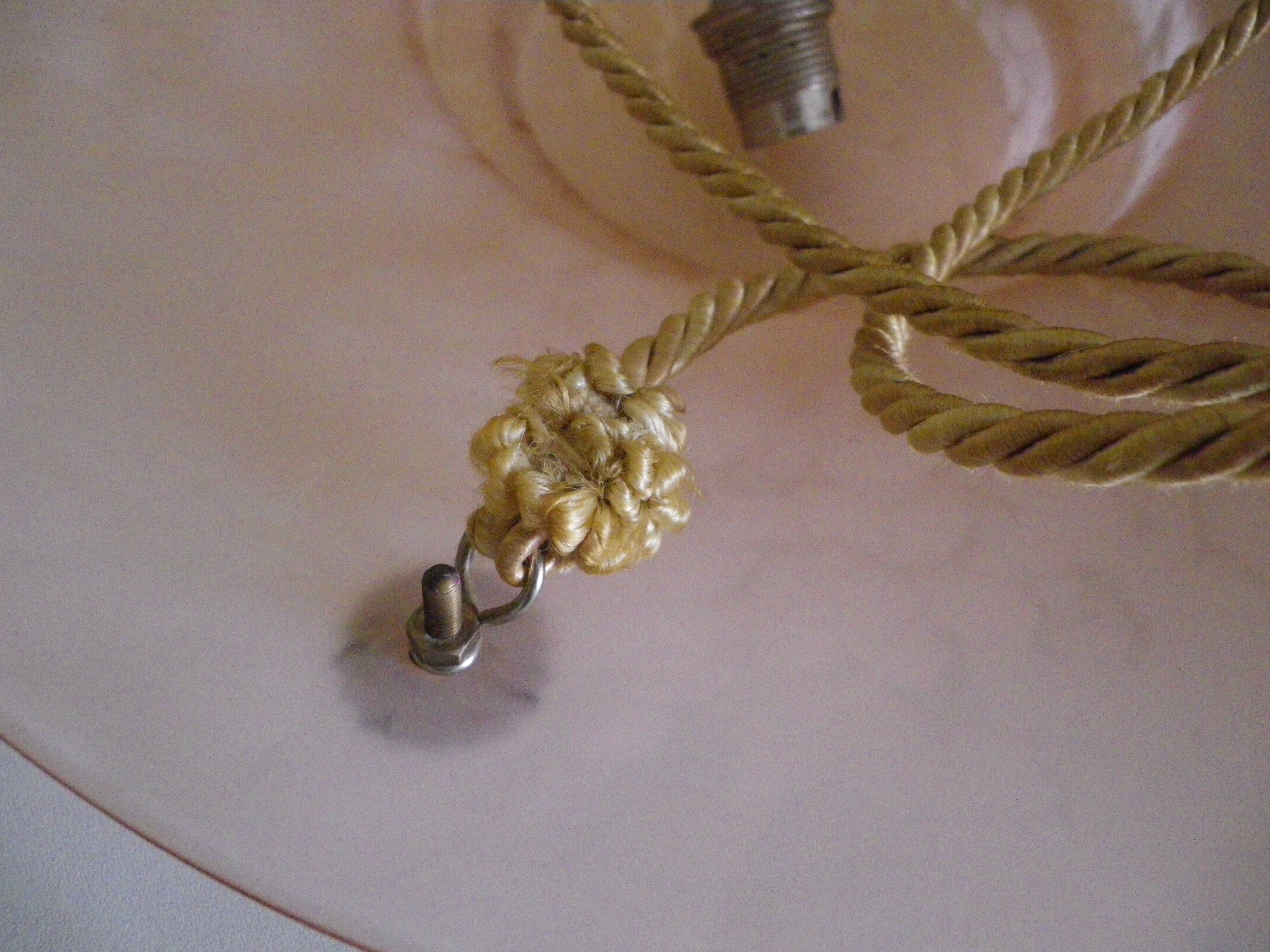 Suspension with Gradient Pink Shade and Braided Rope, 1940s