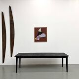 Large 1950s Farm Table in Burnt Wood (Shou Sugi Ban) – L245 cm