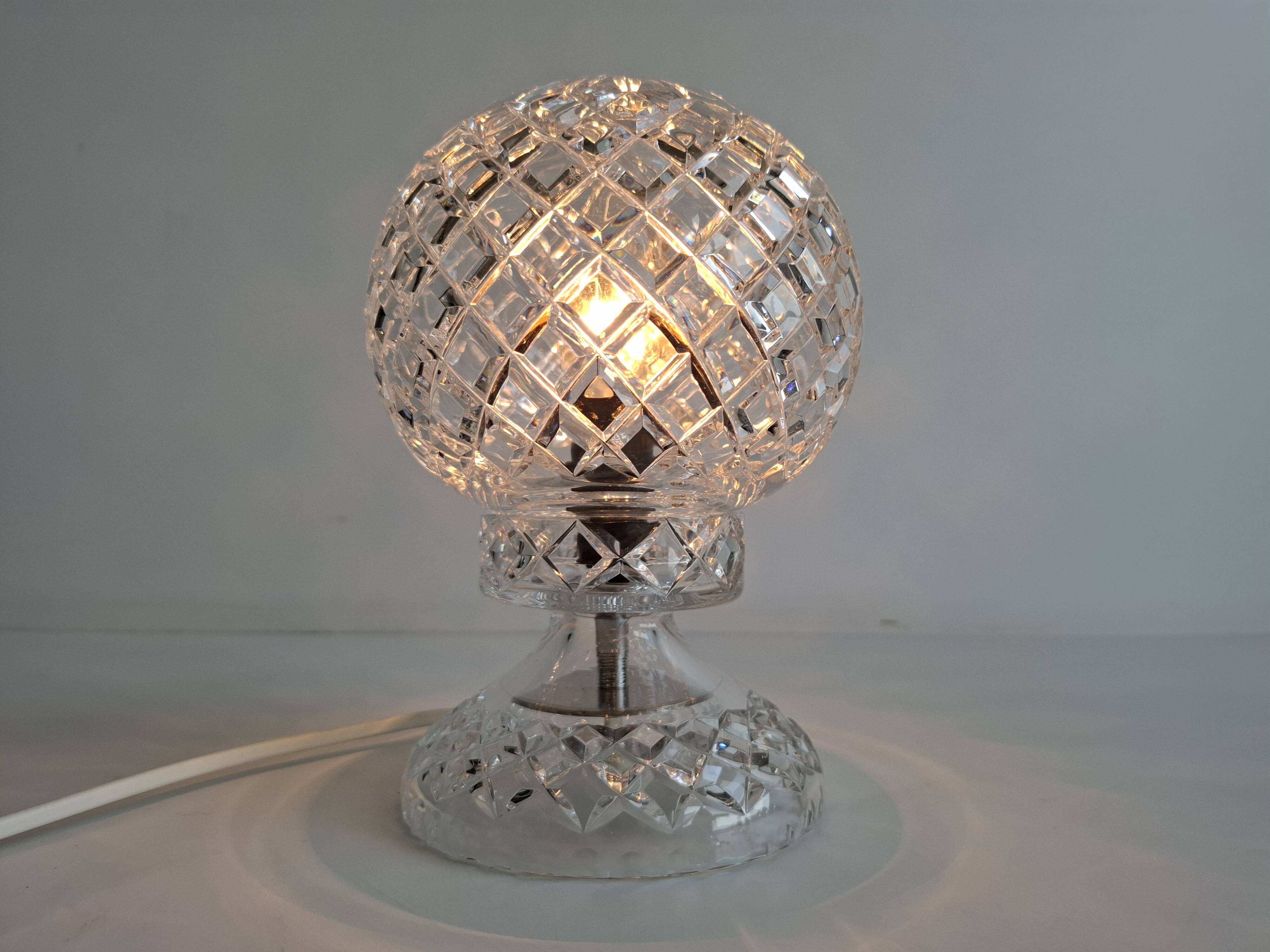 Vintage Czech Cut Crystal Table Lamp