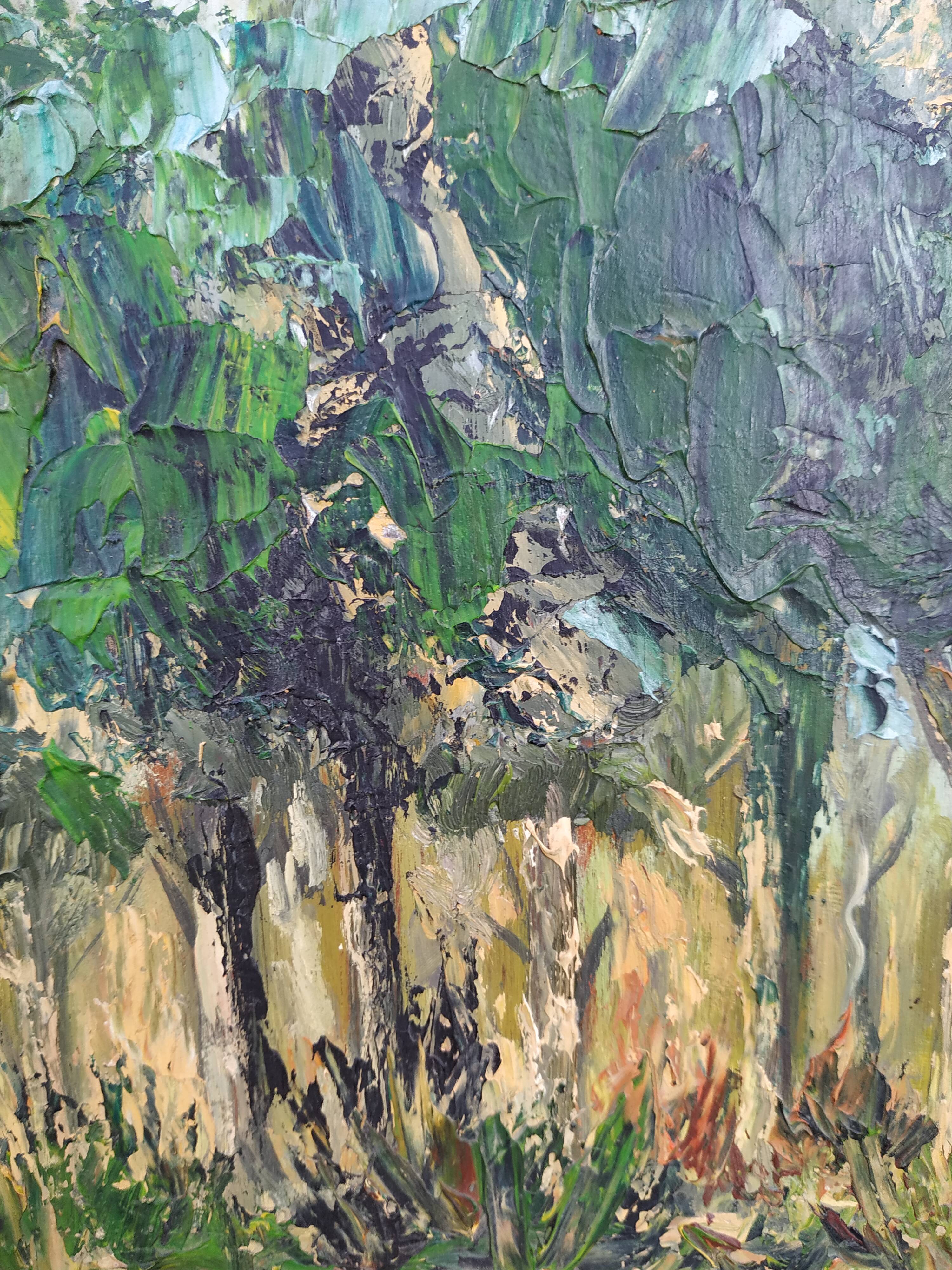 At the edge of wood oil on panel